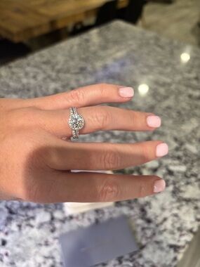 Charles & Colvard Pavé Halo Bridal Set-